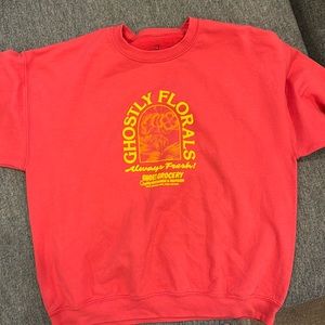 Ghostly Florals Crewneck Sweater, red size x-large
